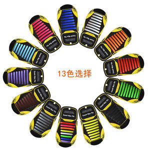 多功能成人时尚硅胶鞋带无需装订或捆扎扁平设计黑色卡片，颜色多样 - Product Image 2