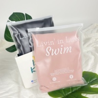Sac de Bikini en plastique Pvc imperméable givré/mat personnalisé pour emballage de maillots de bain, fermeture à glissière noire avec anneau circulaire