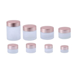 Pot en verre givré rose doré de luxe pour cosmétiques, avec couvercle, 2 oz, 10 grammes, 15 ml, 50 ml, 50 g, 20 g - Product Image 1