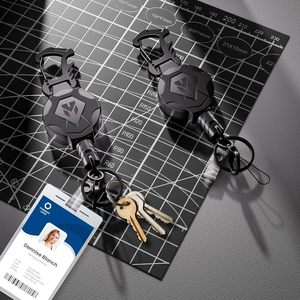 Portachiavi Retrattile con Moschettone Resistente, Porta Badge con Chiusura Magnetica, Avvolgitore per Badge ID da Uomo con Cavo Retrattile in Acciaio - Product Image 2