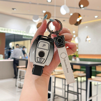 Casing Kunci Mobil dari Logam Paduan Seng, Silika Gel, dan TPU untuk Mercedes Benz Maybach C200L S450L CLASS, Dilengkapi Gantungan Kunci dan Kantung