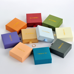 Custom Gold Logo Cardboard Drawer Jewelry Packaging <b>Box</b> with Foam Insert for Pendant Ring <b>Earrings</b> <b>Gift</b> Packaging - Product Image 1