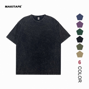 T-shirts en coton 100% lavé, coupe ample, vintage, avec logo brodé personnalisé et impression numérique de haute qualité - Product Image 2