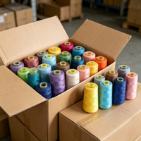 Fil à coudre durable en polyester 100% arc-en-ciel, écologique, plus de 2000 couleurs, vente directe d'usine en Chine