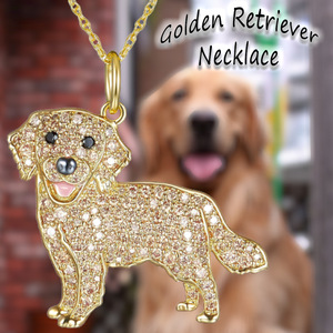 Pedido Mínimo 2 Piezas - Collar con Colgante de Perro <span class=keywords><strong>Golden</strong></span> <span class=keywords><strong>Retriever</strong></span>, Joyería Fina de Aleación de Zinc Ecológica, Diseño de Cachorro de Dibujos Animados, Venta al Por Mayor - Product Image 2