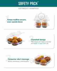 Contenedores de comida con bisagras desechables de 20 OZ Contenedores para llevar reciclables para muffins y cupcakes - Product Image 4