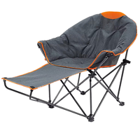 Fauteuil rond surdimensionné rembourré avec repose-pieds amovible, structure métallique portable pour extérieur, avec porte-gobelet et pochette de rangement