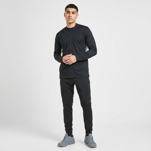 Ensemble de survêtement unisexe en nylon coupe-vent 2 pièces avec col à revers côtelé, pantalon de survêtement en polyester à fermeture éclair, motif uni, respirant - Product Image 1
