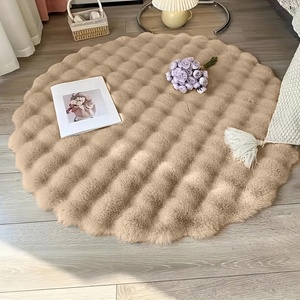 低价圆形泡泡毛绒地毯仿兔毛柔软蓬松地毯可水洗防滑客厅地垫 Alfombra - Product Image 1