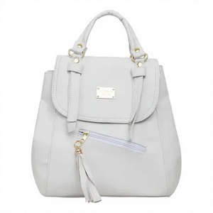 Fana Women's <b>White</b> Backpack 15L Lightweight PVC Polyester Lining Fashionable Daily Use with Zipper <b>Pocket</b> and Tassel Handle - Product Image 2