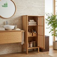 Meuble de rangement au sol en bambou écologique avec portes à lattes et étagères pour la maison, la salle de bain, la chambre à coucher, l'armoire - Vente directe usine
