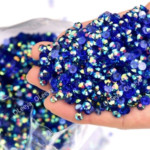 Strass en résine Oleeya en vrac, cristaux SS6-SS30, couleurs bleues, TRN Jelly, fond argenté, dos plat, couleurs AB, pour vêtements - Product Image 6