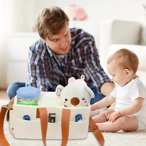 Baby Diaper Caddy Nursery Storage Bin Car Organizer For Diapers Teddy Nappy Basket Tote Bag For Changing Table