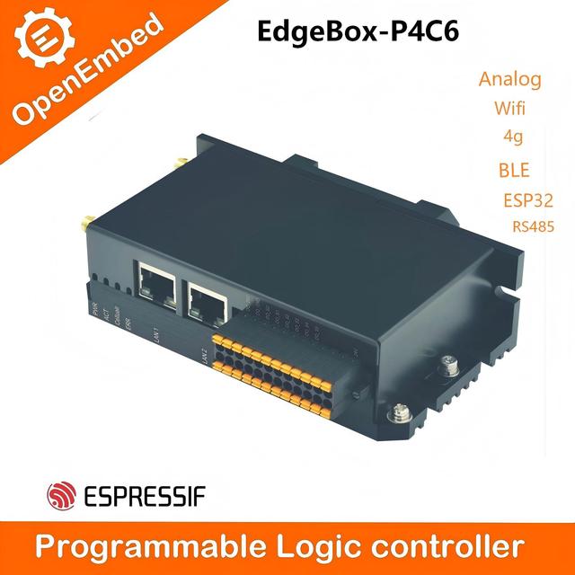 OpenEmbed ESP32 P4 SCADA EdgeBox 4G Wi-Fi 6 for 5 Industrial Control PLC 16/32MB RAM 5.0 Programming RS485 Communication