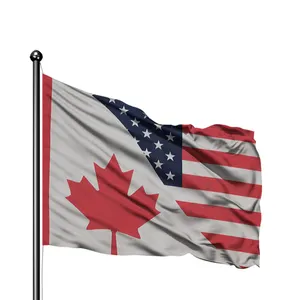 制造商定制双面印刷3x5英尺美国加拿大国家友谊旗，带2个索环