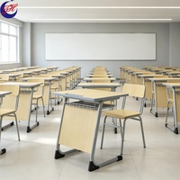 Ensemble de bureau et chaise ergonomiques modernes pour étudiants, mobilier de classe scolaire, plateau en MDF, structure en acier, ensemble de table d'étude pour étudiants