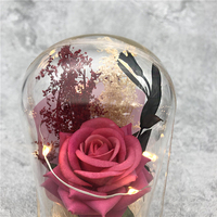 Dekorasi Liburan Berkualitas Tinggi, Hadiah Bunga Baby's Breath Buatan dan Mawar dalam Kubah Kaca dengan Lampu LED