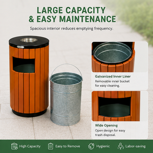 Poubelles extérieures en composite pour l'aménagement urbain, poubelles circulaires pour parcs, bacs de recyclage extérieurs, poubelles municipales pour l'architecture urbaine - Product Image 4