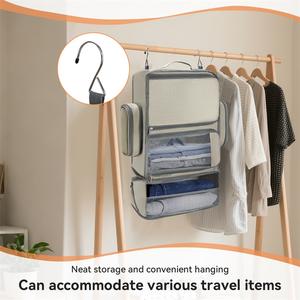 Estantes de Viaje Colgantes Portátiles, Cubos de Embalaje Plegables, Organizador de Equipaje de Viaje con Cierre de Cremallera, Diseño Simple con Patrón de Letras - Product Image 6