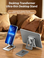 Support de tablette ultra-fin pour bureau, support de téléphone portable pliable et réglable en hauteur, base lestée robuste