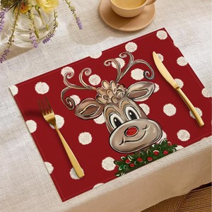 Tovagliette Quadrate in Lino Intrecciato Personalizzabili con Stampa Tradizionale, Design Natalizio 'Let IT Snow Merry Christmas' per E-commerce Transfrontaliero - Product Image 1