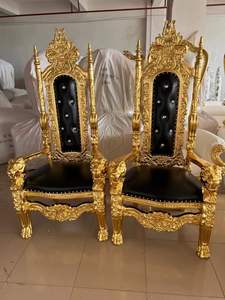 Chaise Trône Royale Classique en Bois Doré à Dossier Haut, Vente en Gros à Prix Abordable - Product Image 1