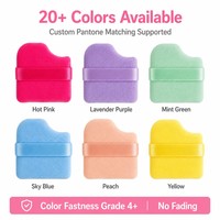 Éponge de maquillage en microfibre velours ergonomique JLY Square Powder Puff avec encoche pour le coin du nez et ruban en satin pour poudre visage