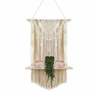 Decoraciones de negocios Macramé mexicano Colgante de pared Decoración grande para sala de estar Seagrasss <span class=keywords><strong>Hamaca</strong></span> de frutas y verduras Multicolor - Product Image 1