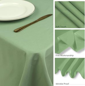 Cheap Wholesale Sage Green <b>Round</b> Rectangle 100% Polyester Woven Disposable Tablecloth for Wedding Party Outdoor - Product Image 4