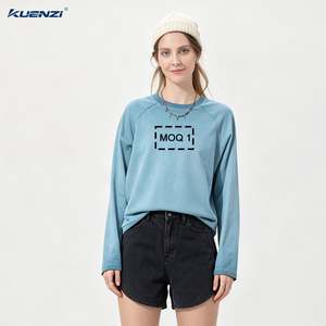 T-shirts vintage Kuenzi 100 % coton 270 GSM épais, délavés, à manches longues, style streetwear, pour femmes - Product Image 2