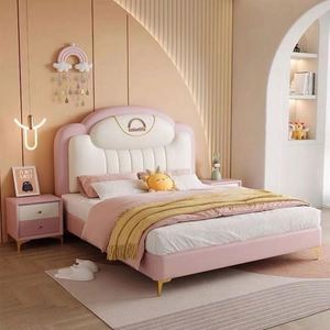 Children's <b>Bed</b>, Male and Female Princess <b>Bed</b>, Solid Wood Small Unit, Single 1.5m <b>Bed</b>, Cream Wind Soft Foreskin <b>Bed</b> - Product Image 2