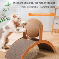 Griffoir pour chat en sisal sphérique, design moderne Noël/Halloween, écologique, antidérapant, base en bois durable, pour intérieur, mural, carton