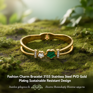 สร้อยข้อมือแฟชั่นดีไซน์สวย ทนทาน ผลิตจากสแตนเลสสตีล 316L ชุบทอง PVD - Product Image 3