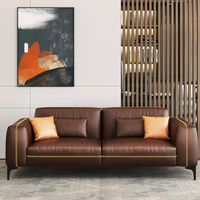 Canapé modulaire de bureau en cuir luxueux brun moderne à trois places Liyu Furniture pour salon, chambre et hôtel