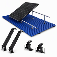 Support de montage de panneau solaire, kit de pieds inclinables en aluminium réglables pour l'installation sur toit métallique et au sol