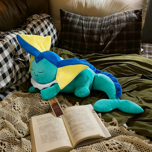 Peluche Pokémon <span class=keywords><strong>Vaporeon</strong></span> adorable en position couchée, jouet en peluche Eevee, coussin de sommeil pour garçons et filles, poupée en tissu, cadeau d'anniversaire - Product Image 4