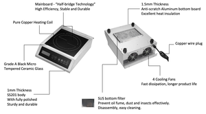 Cuisinière à induction professionnelle à plaque unique avec commande tactile et boîtier en acier inoxydable - Product Image 2