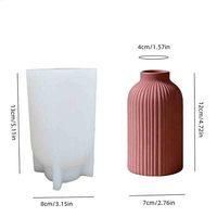 Moule en silicone pour vase en béton à rayures verticales, pot de fleurs côtelé nordique, moule de moulage pour ornement