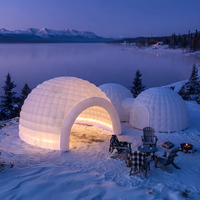 Dôme Gonflable Portable pour Glamping, Abri Gonflable, Tente LED Gonflable Idéale pour les Zones de Détente Extérieures des Complexes Hôteliers