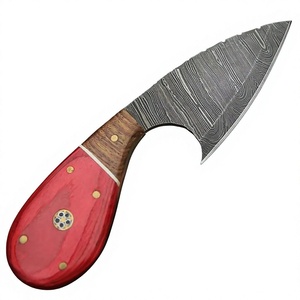 Couteau de chasse personnalisable en acier Damas à lame fixe pour le camping en plein air avec manche en bois et étui en cuir DIY OEM - Product Image 5
