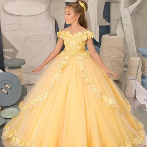 S0851N 2026 Nuevo Vestido <span class=keywords><strong>de</strong></span> Princesa <span class=keywords><strong>de</strong></span> Satén <span class=keywords><strong>para</strong></span> <span class=keywords><strong>Fiesta</strong></span> <span class=keywords><strong>de</strong></span> Cumpleaños, Boda, Niña <span class=keywords><strong>de</strong></span> las Flores, Vestido Hinchado - Product Image 1