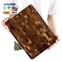Premium dik acaciahouten snijplank met decoratieve randinleg, professioneel, extra stevig, met sapgoot
