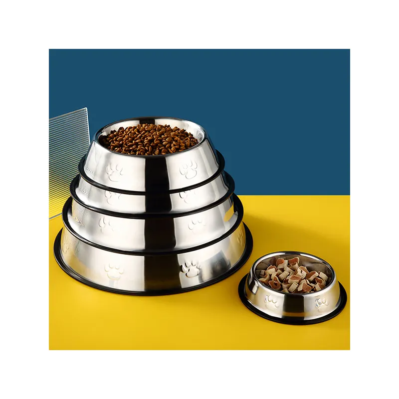 Wholesale Slow Feeder Dog Bowl Stainless Steel Round Feeder Pet Dog Food Container