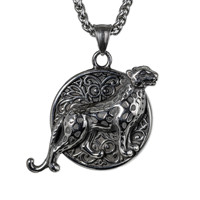 Collier rétro hip-hop en acier inoxydable, pendentifs tête de tigre et léopard, bijoux transfrontaliers, best‑seller pour hommes