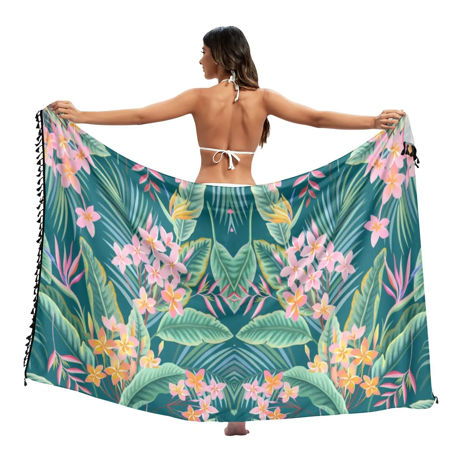 Mode été doux Tropical Floral femmes maillot de bain longue Sarong jupe couvrir pour la plage