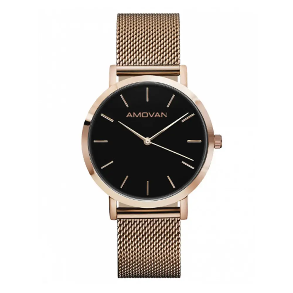 Reloj elegante y minimalista para mujer, venta al por mayor, con chapado en oro rosa