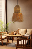 Odm Bali Chambre Fabriquée à la Main Bambus Lampe Rétro 3D Osier Abat-Jour Bambou Lampe Grande Suspension en Rotin