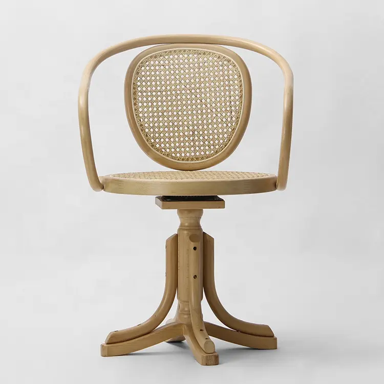 Klassischer Thonet Bugholz Buche Holz Rattan Korb Büro Drehstuhl