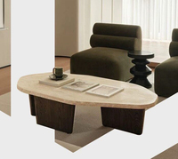 Table basse ovale noire de style discret, mobilier de salon pour petit appartement, multifonction, style antique moyen