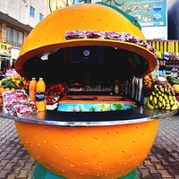 Food Truck à fruits équipé d'une cuisine complète en acier inoxydable, kiosque géant ouvert pour citronnades avec grand espace pour 2 personnes